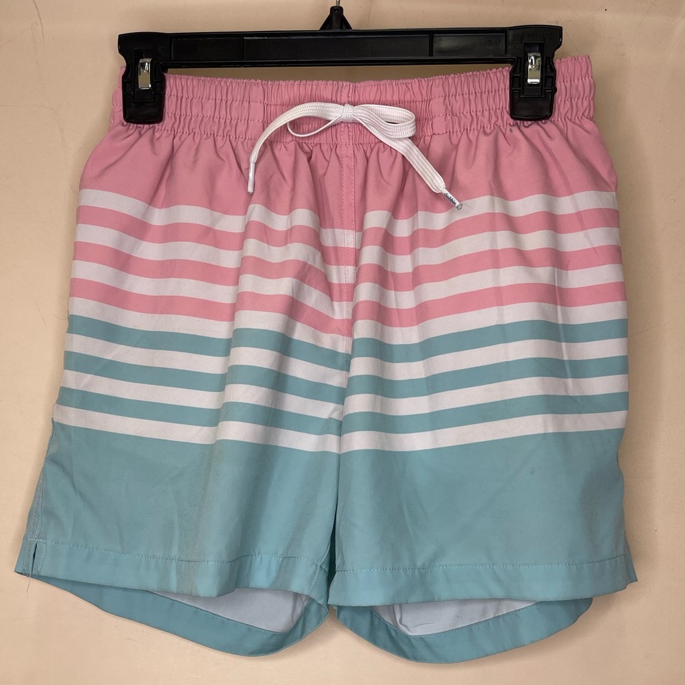 Men’s striped chubbies swim shorts trunks size medium striped pink white blue